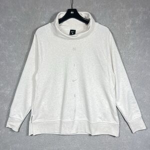 Nike Sweatshirt Womens Medium Bone White Cowl Neck Logo Pullover Long Sleeve